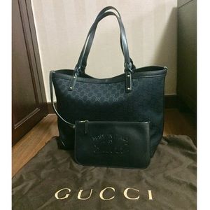 Gucci | Craft Medium Tote in Black Canvas + Clutch